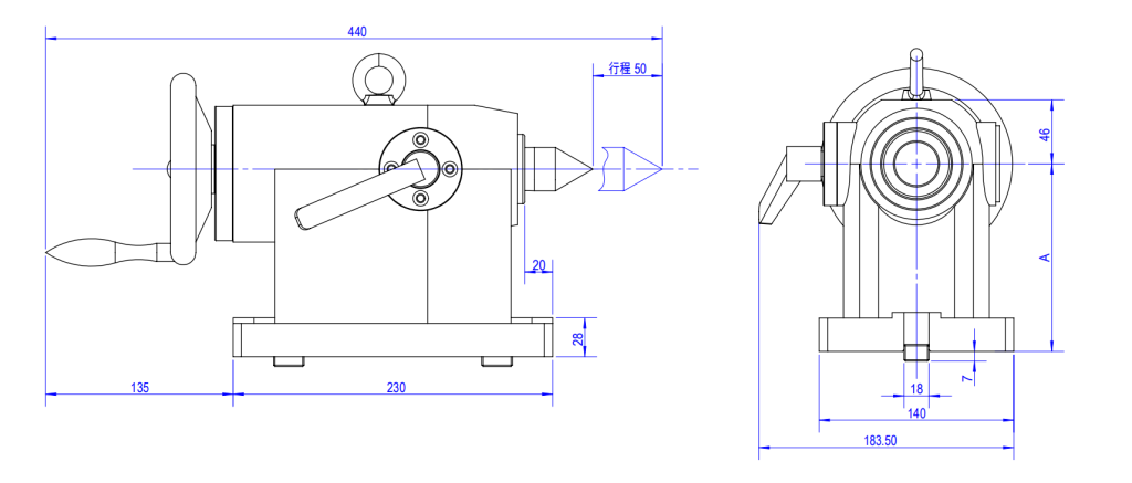 manual tailstock drawing