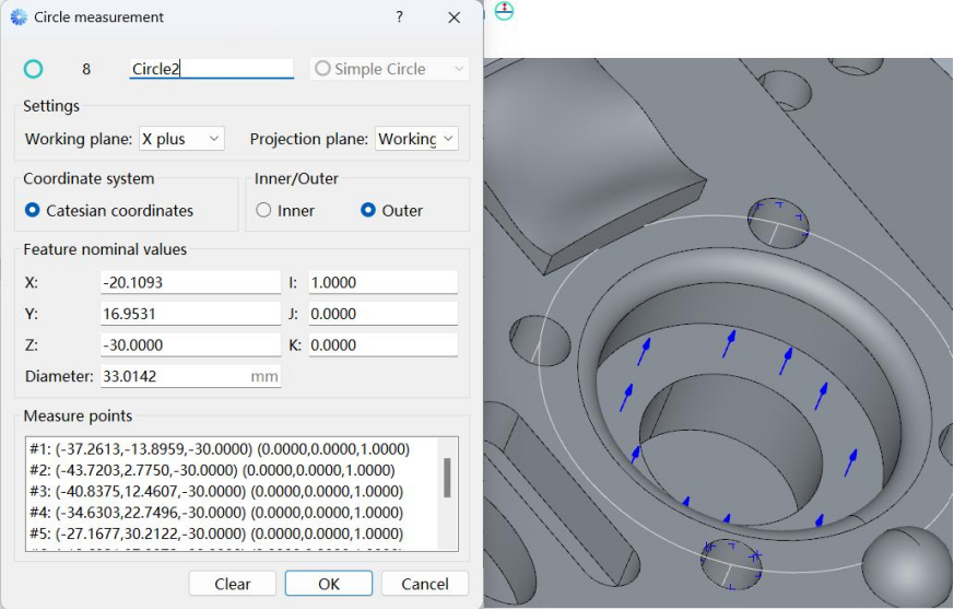 machine tool probe software circle measurement